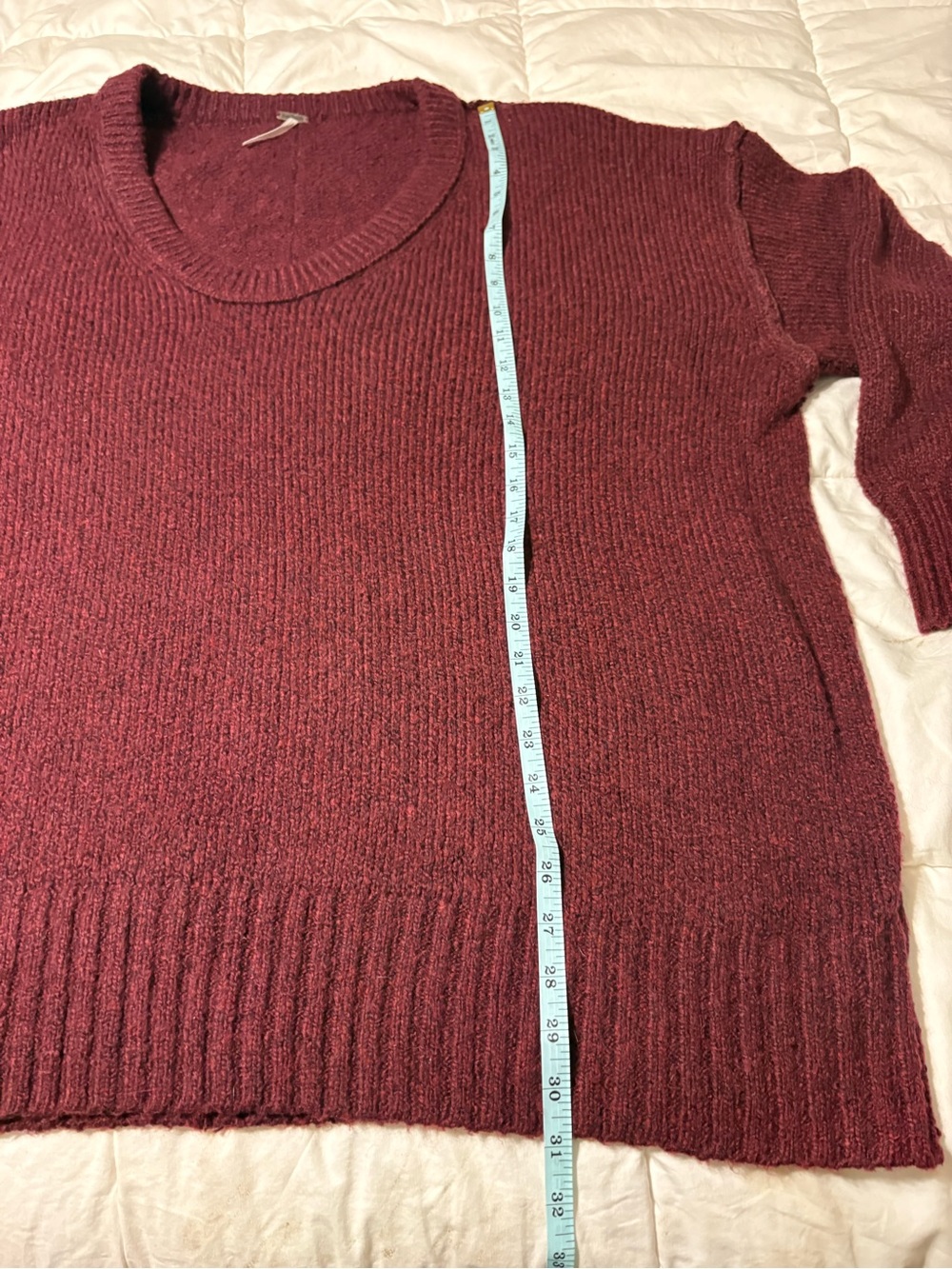 Free People Deep Burgundy Oversized V-Neck Sweater - Picture 8 of 14